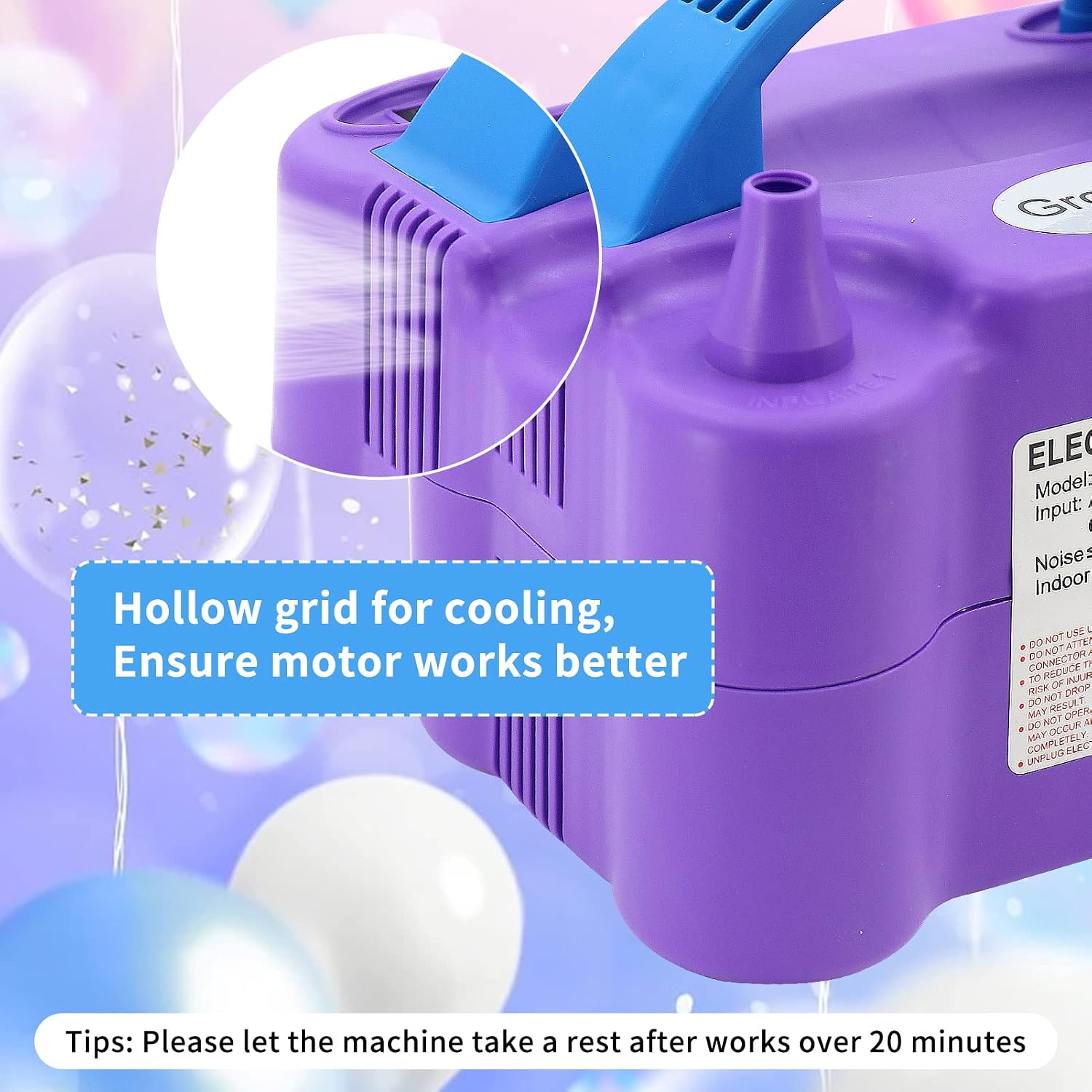 Growsun Balloons Pump Kit Electric Balloon Garland Arch Kit Air Blower Inflator for Party Decoration w/Ballons Tape Strip, Purple