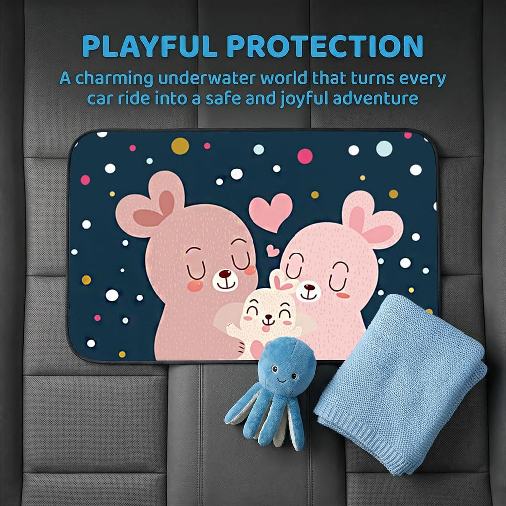 Magnetic Car Window Shade for Baby, Cartoon Pattern Automotive Side Window Blackout Curtain, Vehicle Sun Shade UV Privacy Protection Heat Blocking Cover, Universal Fit (Rabbit)