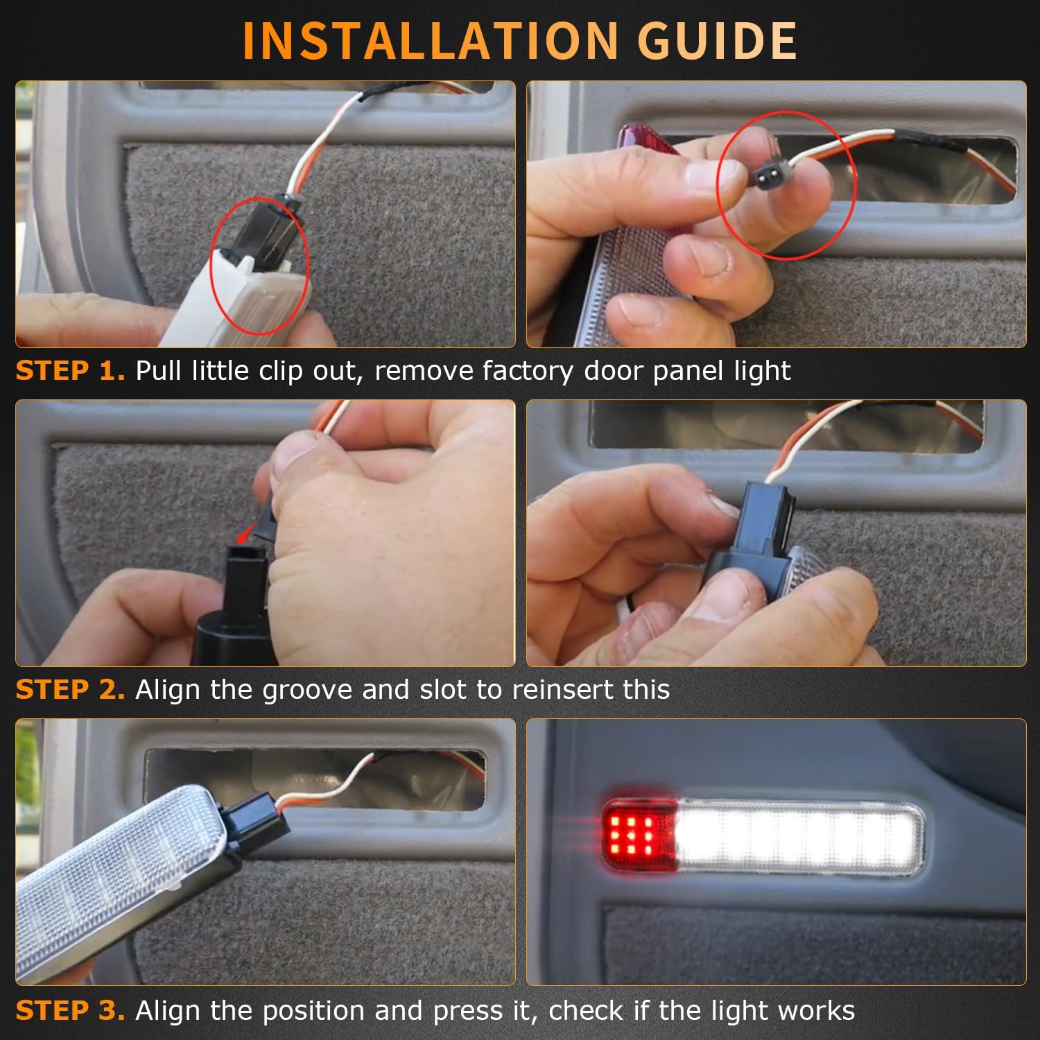 HERCOO Interior Door Light LED Door Panel Courtesy Lights Lamp Assembly Compatible with Chevy Silverado GMC Sierra 1500 2500 3500 HD Tahoe Suburban Yukon Cadillac Escalade Hummer H2, White Red