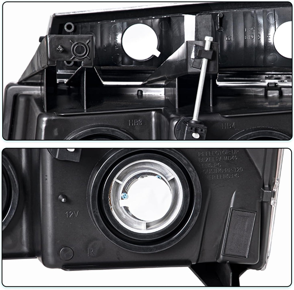 TUSDAR 4pcs Headlight Assembly Set Replacement for 2004-2012 Chevy Colorado/GMC Canyon, 2006-2008 Isuzu I-Series w/Bumper Lights Black & Smoke