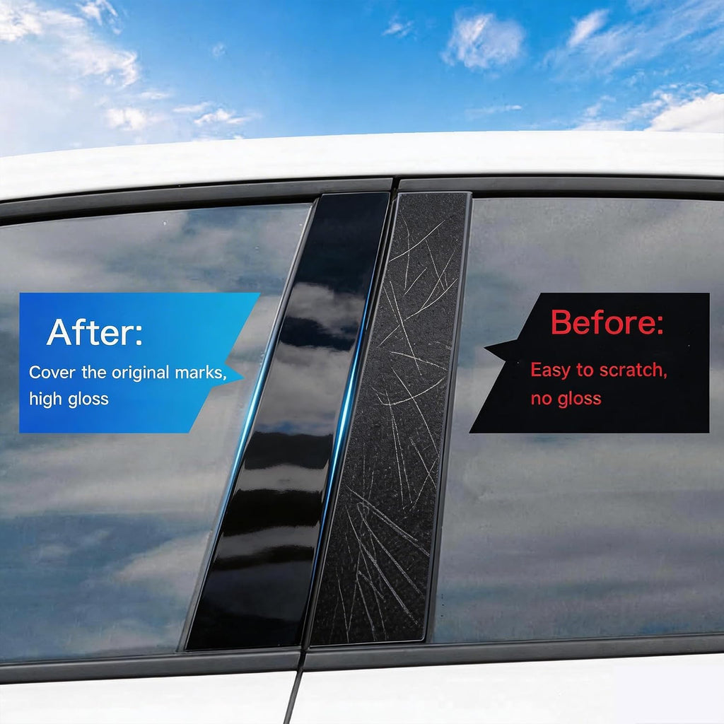 B Pillar Trim Fit for Chevrolet Impala 2020 2019 2018 2017 2016 2015 2014 Car Door Window Pillar C-Pillar Trim Anti-Scratch 6 pcs - Bright Black