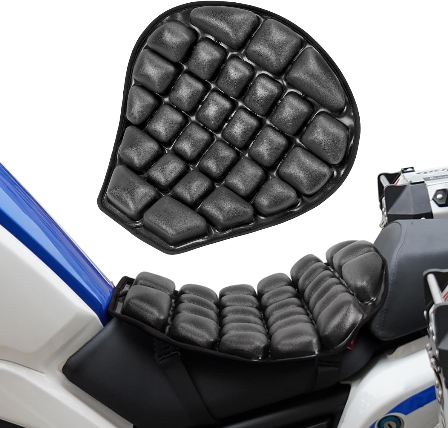 JFT Motorcycle Seat Cushion Covers Air Pad, Pressure Relief Ride Motorcycle Air Cushion Saddles Compatible with Harley Davidson Motorcycle (Black)