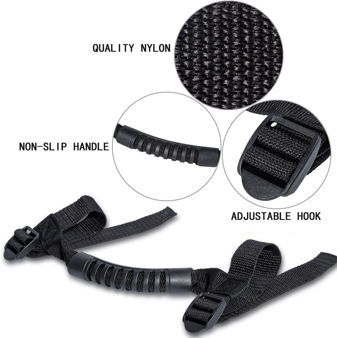 moveland 4 x Grab Handle Compatible with Roll Bar Grab Handles Jeep Wrangler YJ TJ JK JL Sports Sahara Freedom Rubicon X & Unlimited 1955-2023 (Black)