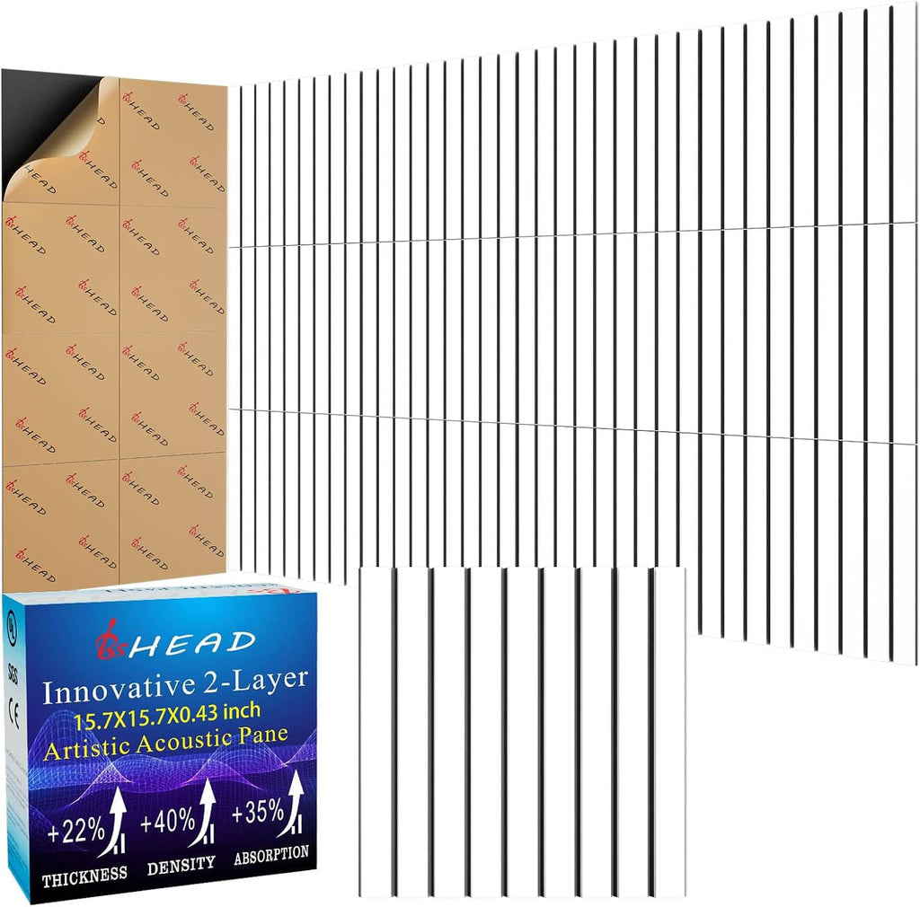 8 Pack 2-Layer Large Soundproof Wall Panels, 15.7 x 15.7 x 0.43 in Sound Proof