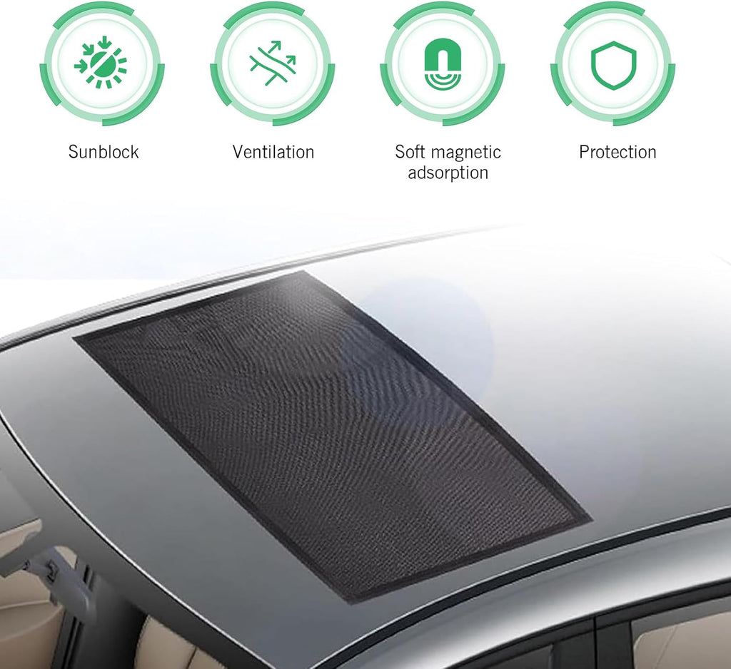Car Sunroof Cover, Breathable Mesh Car Sunroof Sun Shade, 39.4In x 25.6In Roof Sunshade Cover, Universal Automotive Sun Protection Accessories (Black)