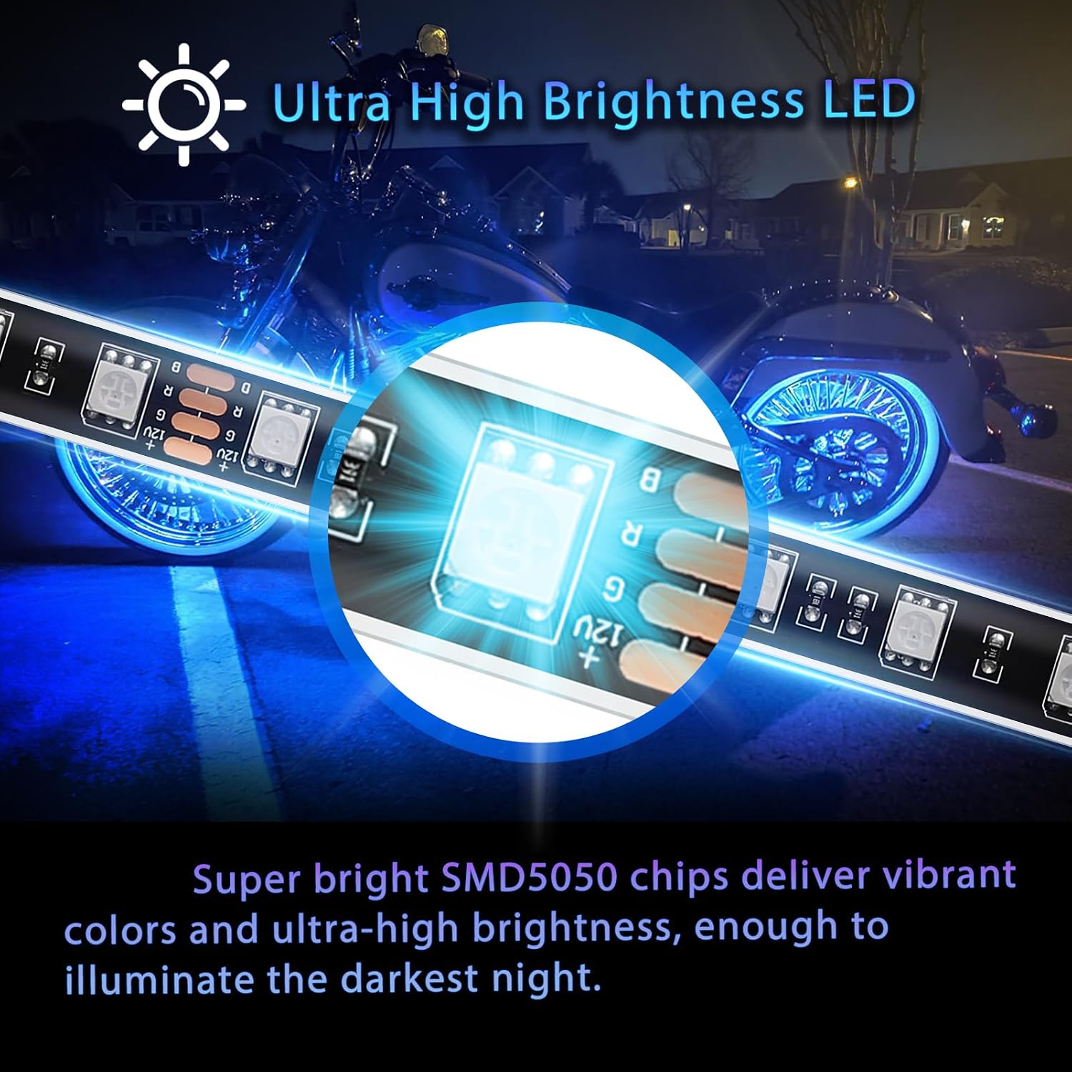 8PCS Motorcycle RGB LED Light Kits with Brake Turn Signal, Underglow Lights with APP/Dual Remote, Multicolor 12v Waterproof Underbody Neon Strips Lights for Harley Honda Kawasaki Yamaha Suzuki