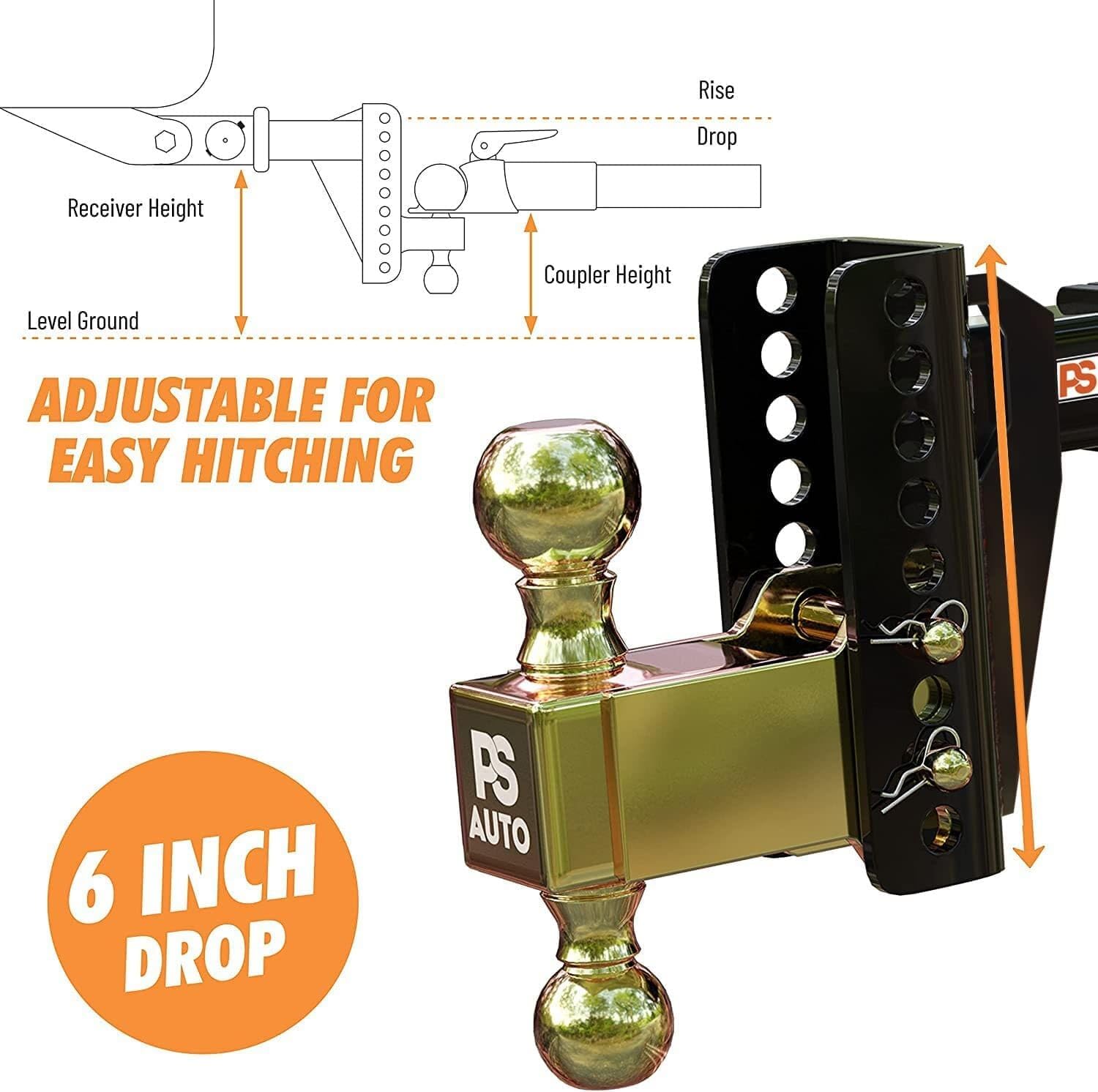 Adjustable Gooseneck Drawbar Trailer Hitch - 20,000 LBS, Fits 2 and 2-5/16 Inch Balls, US Gov Tested & Certified, Gooseneck Trailer Hitch Adapter for RV Towing, Motorcycles & Powersports