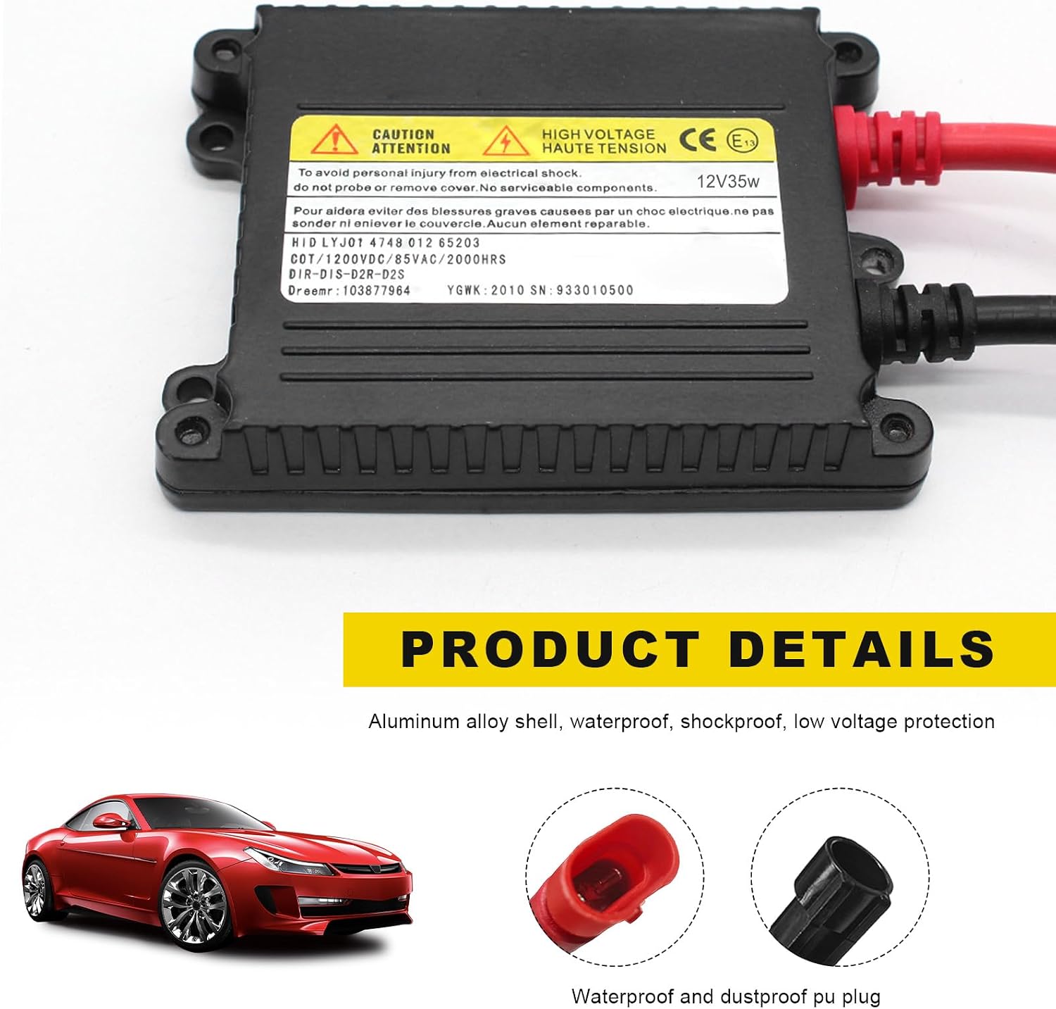 2 PCS DC 12V 35W Ultrathin HID Ballast, Ultra Slim Xenon Headlight Stabilizer HID Ballast Replacement, Xenon Lamp Ballasts for H1 H3 H4 H7 H11 H13 9005 9006 9007 5202 880 (35W)