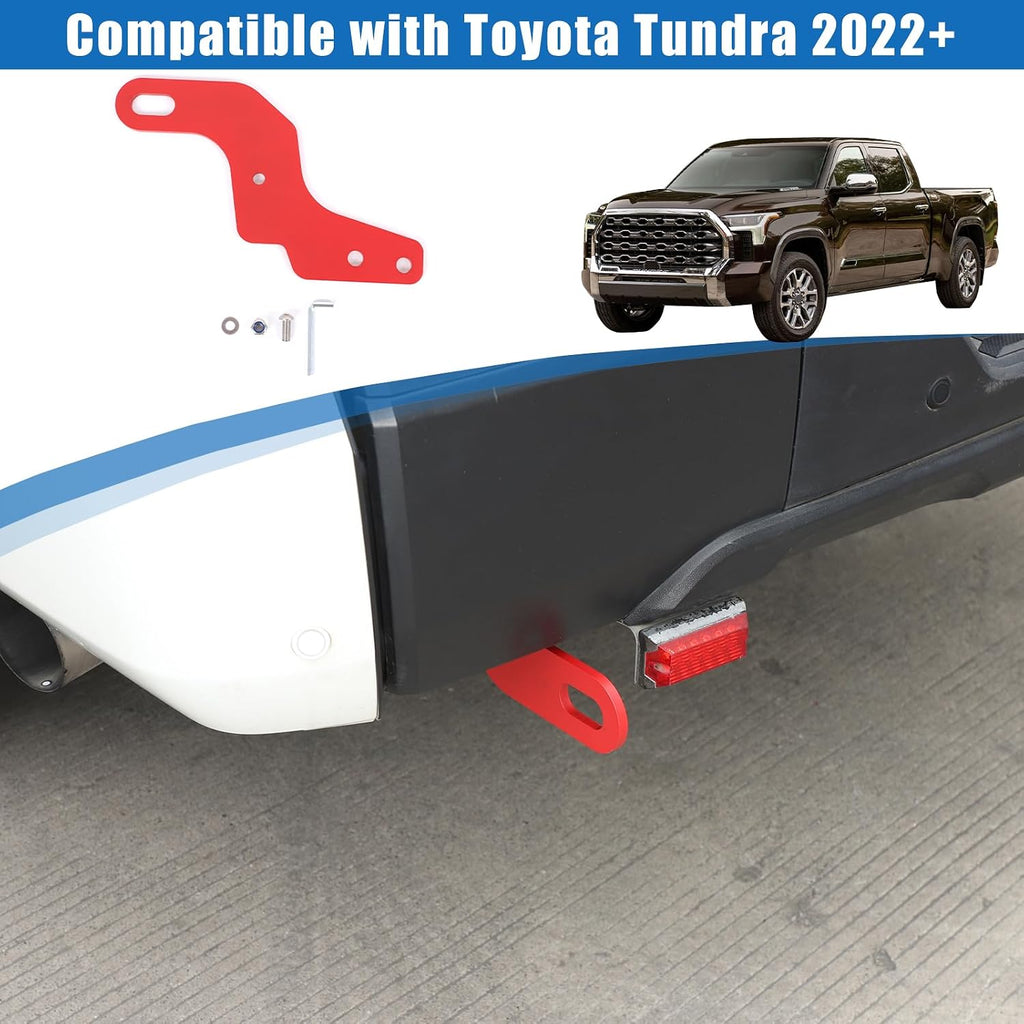 Car Tow Hook Tow Hitch Compatible with Toyot@ Tundra 2022-2026，Carbon Steel Rear Bumper Tow Hitch Recovery Point Tow Hook Receiver Tow Point Kit Accessories 1PCS(Red)