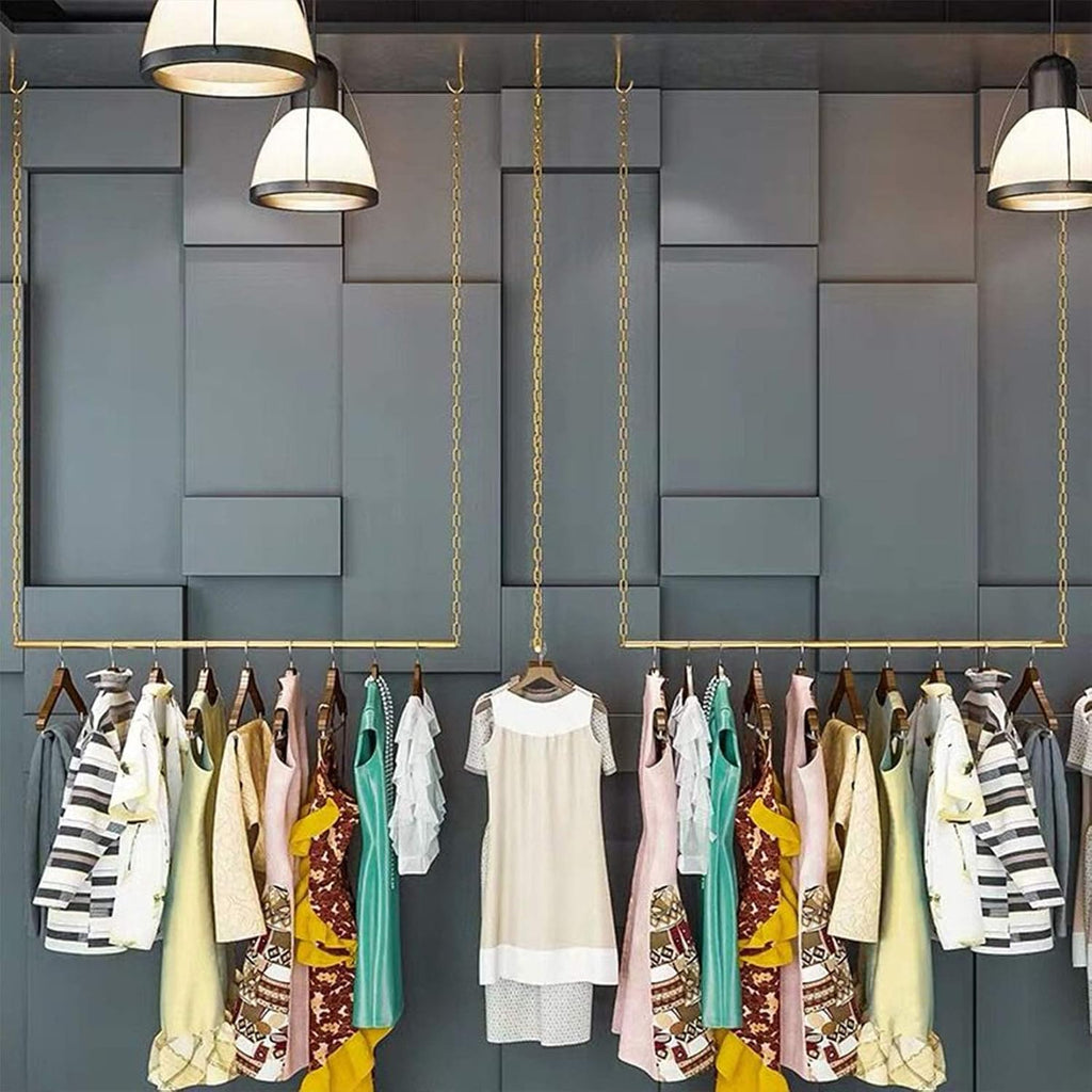 creative adjustable height clothing storage chain garment rack, main product view