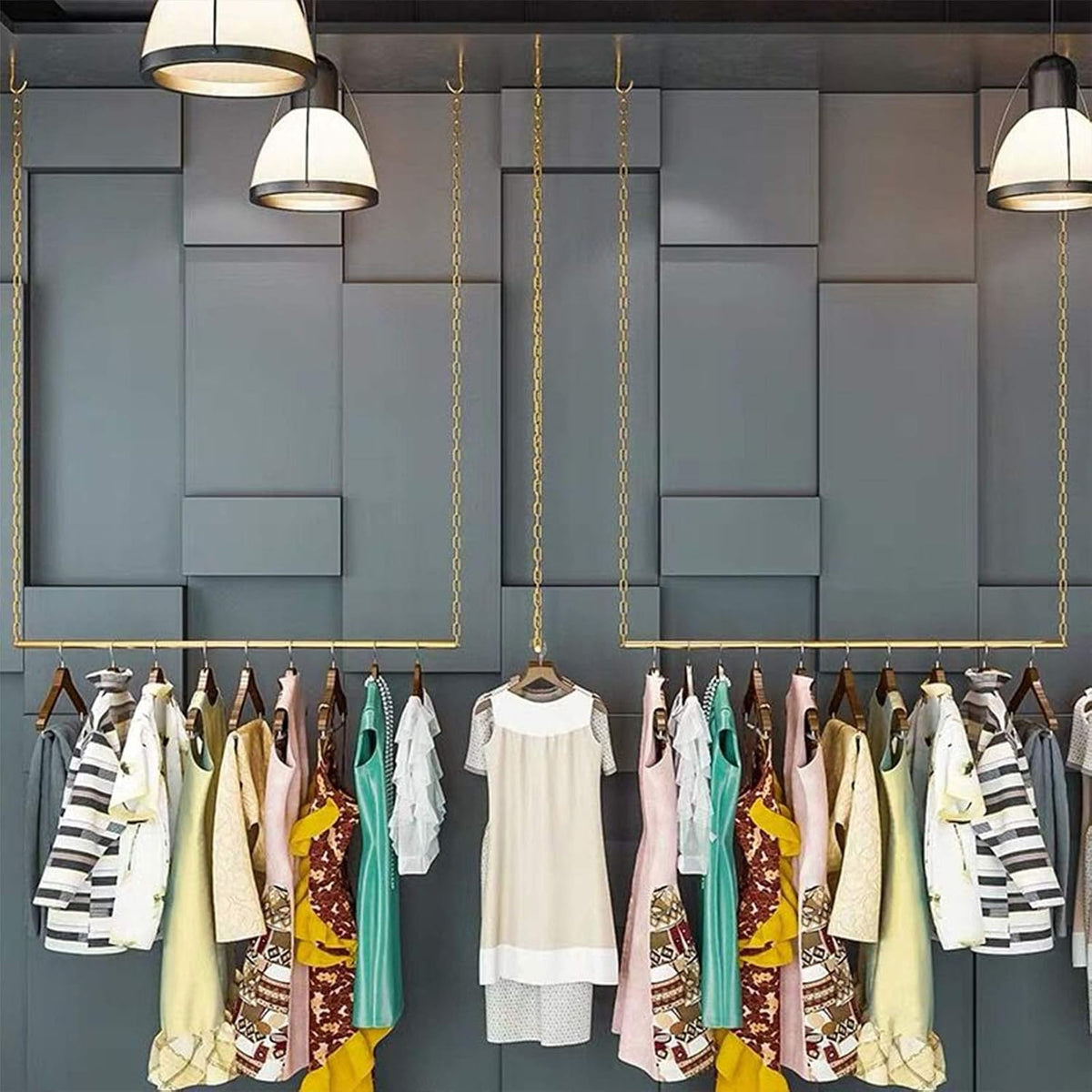 creative adjustable height clothing storage chain garment rack, main product view