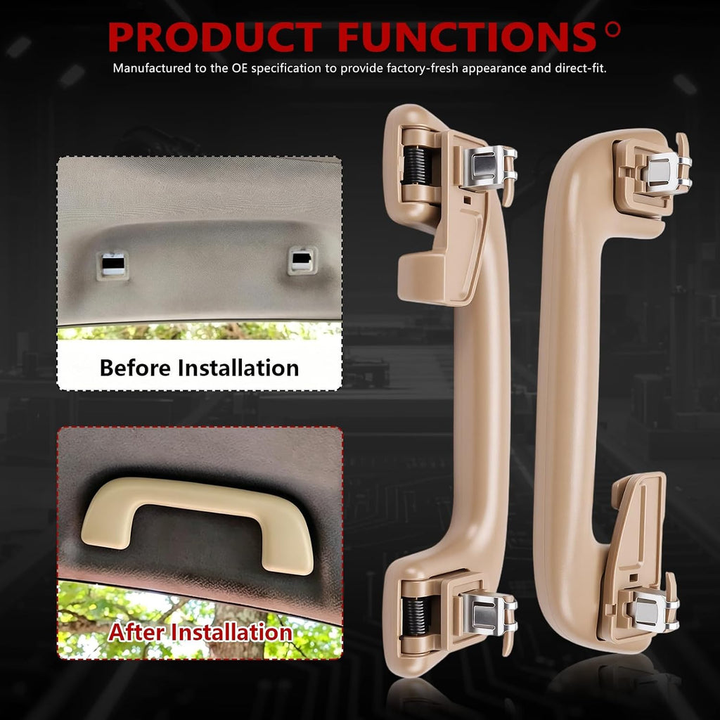 4Pc Beige Grab Roof Ceiling Pull Handles Fit for Corolla Rav4 Yaris 4Runner, Interior Grab Handles, Front ＆ Rear Driver Passenger Side, Replace#74610-52020 74683-8010
