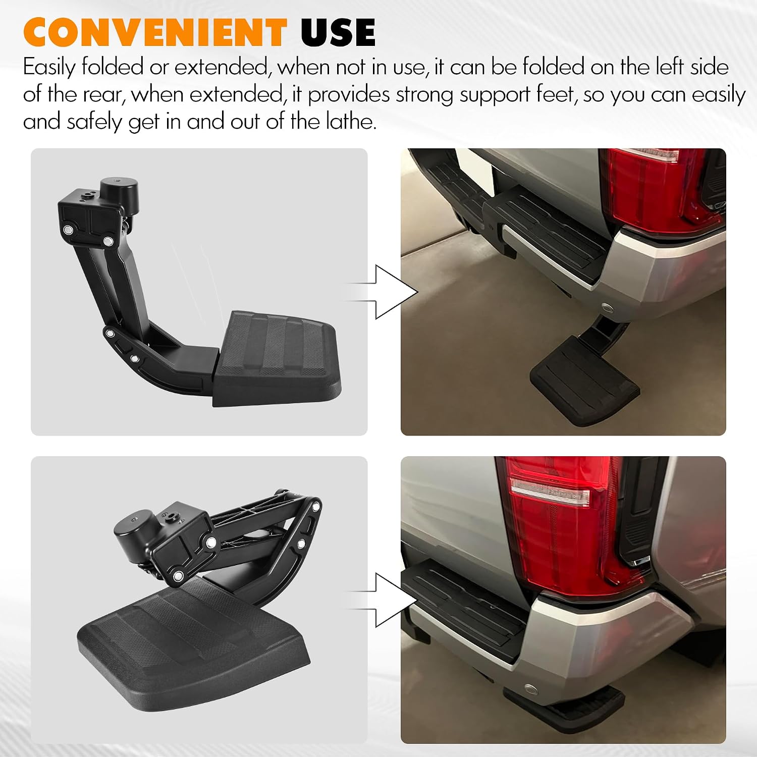 ASOPARTS Rear Bed Step Aluminum Upgraded Compatible with Toyota Tacoma 2024 2025 2026 Retractable Bumper Tailgate Step Foldable Pickup Bedstep 4th Gen Accessories Replace # PT392-35920