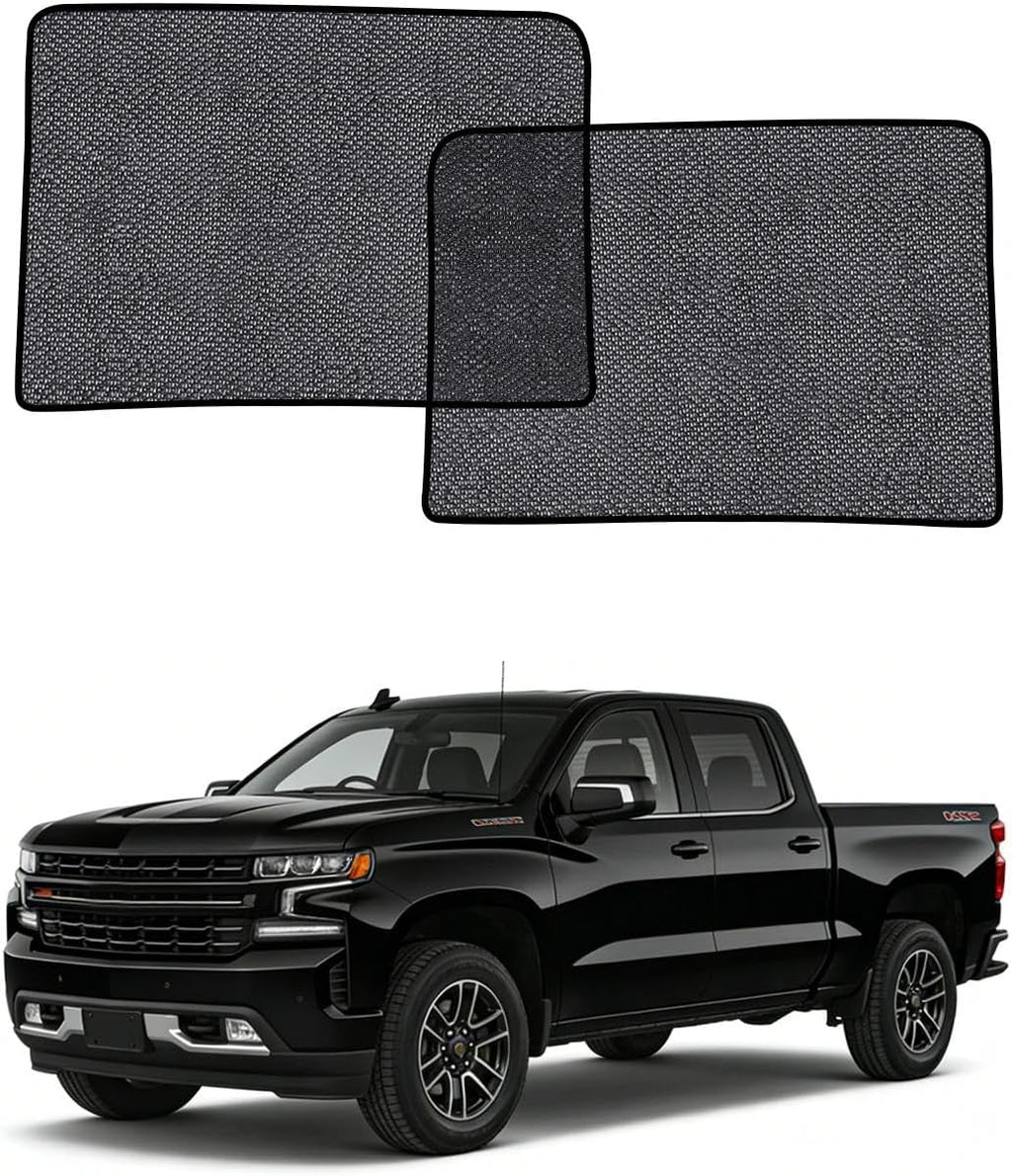 Car Window Shades for Chevy Silverado(2020-2026), 2-Pack Rear Window Sun Shades for Baby – Breathable Mesh, UV & Heat Blocker, Privacy Protection for Camping, Travel, Sleep & Nursing
