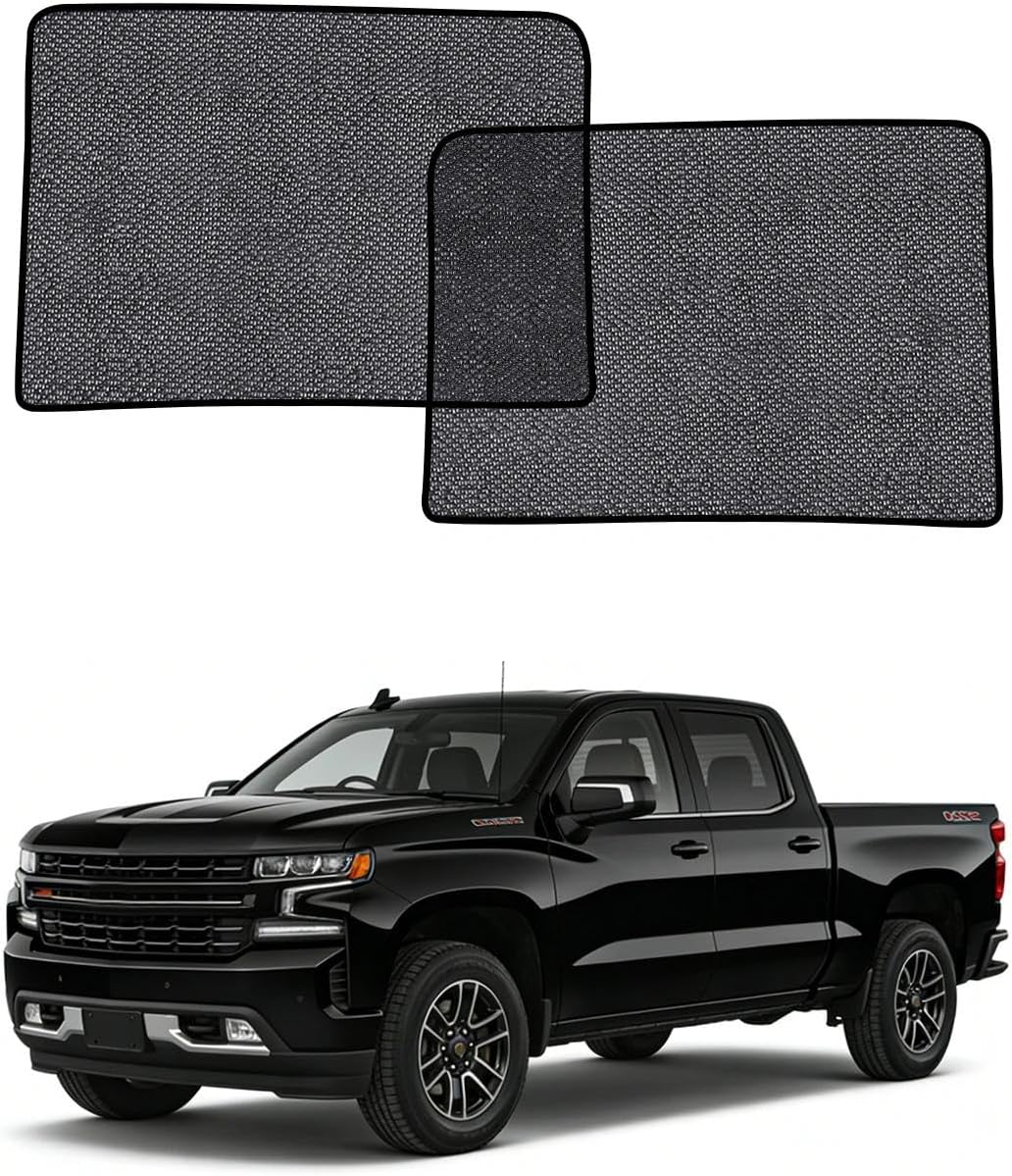 Car Window Shades for Chevy Silverado(2020-2026), 2-Pack Rear Window Sun Shades for Baby – Breathable Mesh, UV & Heat Blocker, Privacy Protection for Camping, Travel, Sleep & Nursing