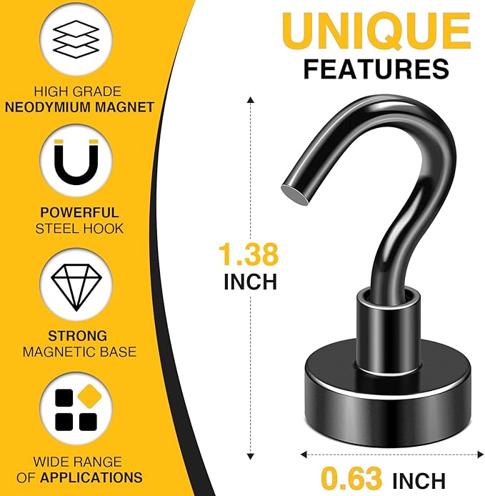 DIYMAG Magnetic Hooks for Refrigerator, Extra Strong Cruise Hook, Heavy Duty - Image 2