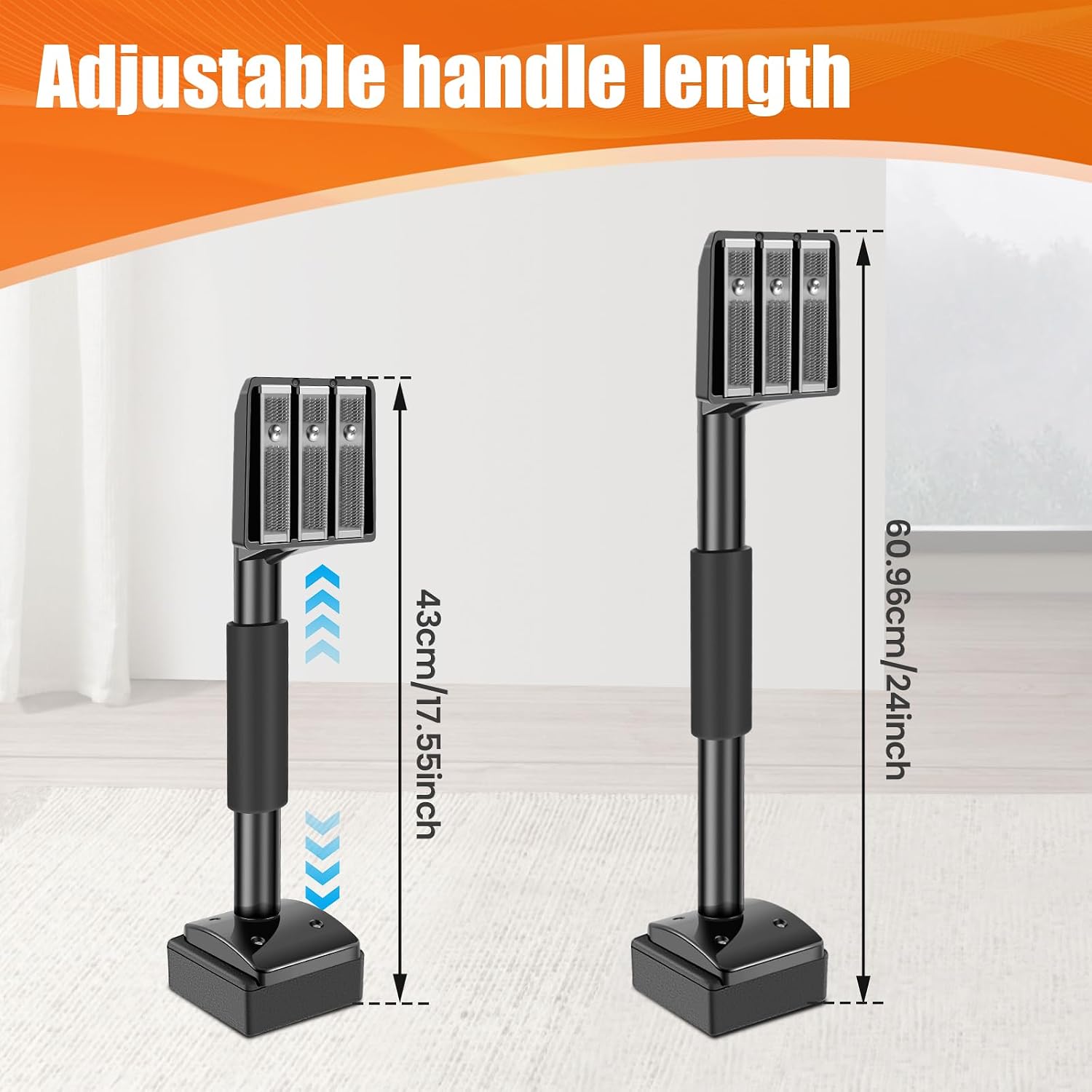 Carpet Stretcher Knee Kicker, Metal Knee Kicker with Tilting Teeth, 17"-24" Adjustable Length Non Slip Handle, Easy to Operate Knee Kicker, Robust Stable Knee Kicker Suitbale for Home