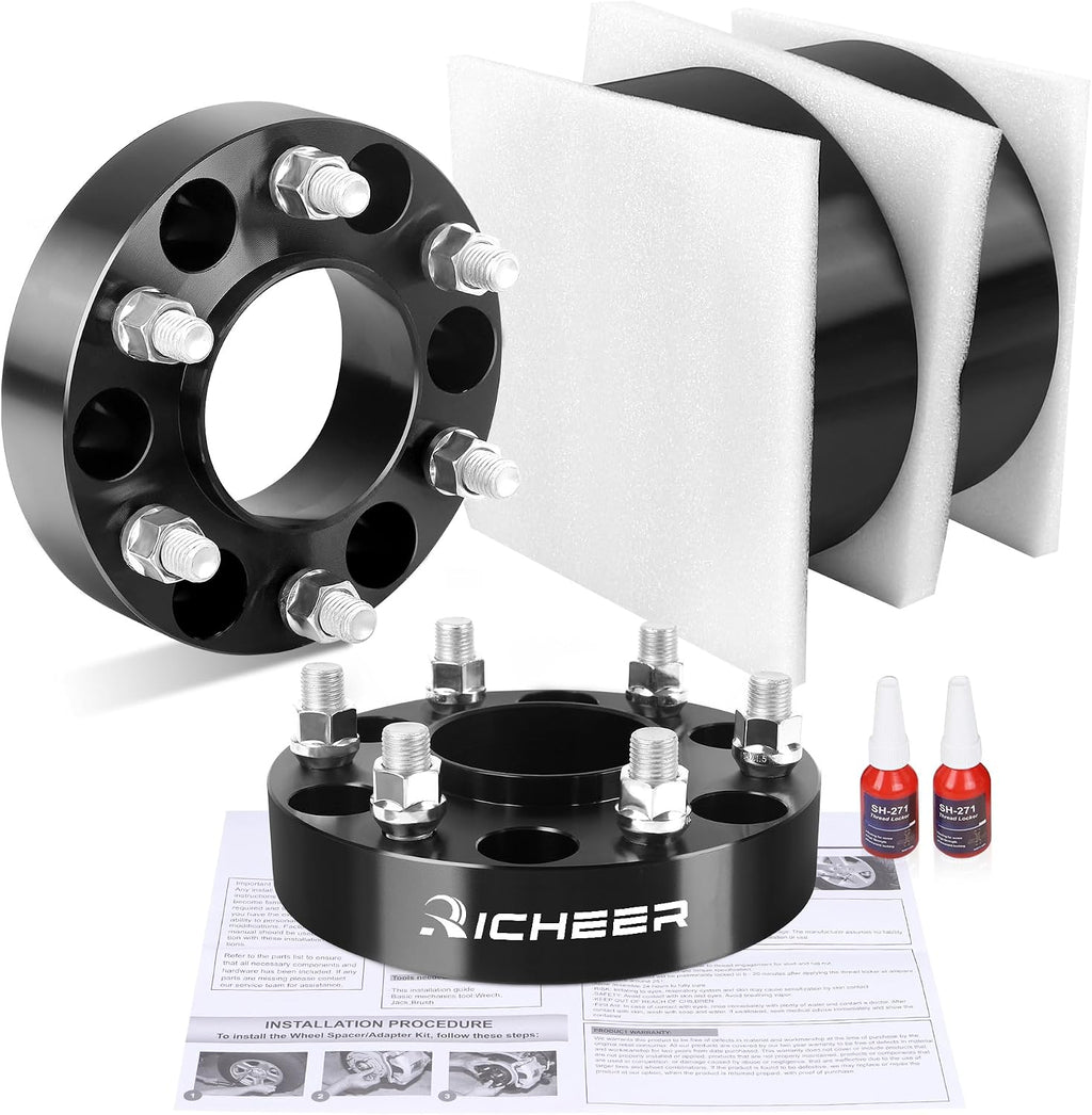Richeer 6x5.5 Wheel Spacer for Silverado Sierra 1500, 1.25 Inch Hub Centric 6x139.7mm Wheel Spacers for Tahoe Sunurban Yukon Escalade Express 1500 with 14x1.5 Studs & 78.1mm Bore