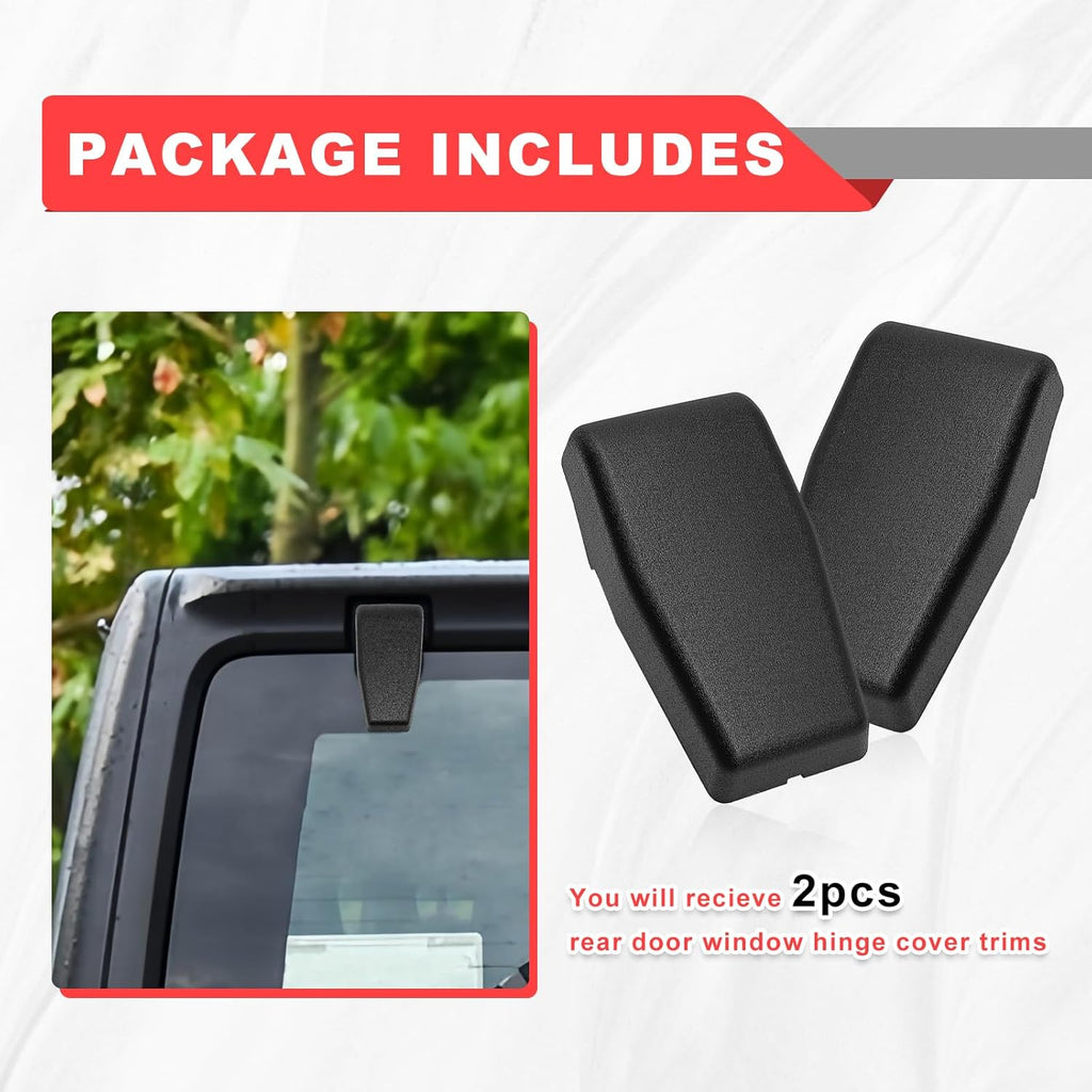 2PCS Black Rear Window Hinge Liftgate Glass Hinge Cover Trim Compatible with Wrangler JK 2007-2017 68140033AA