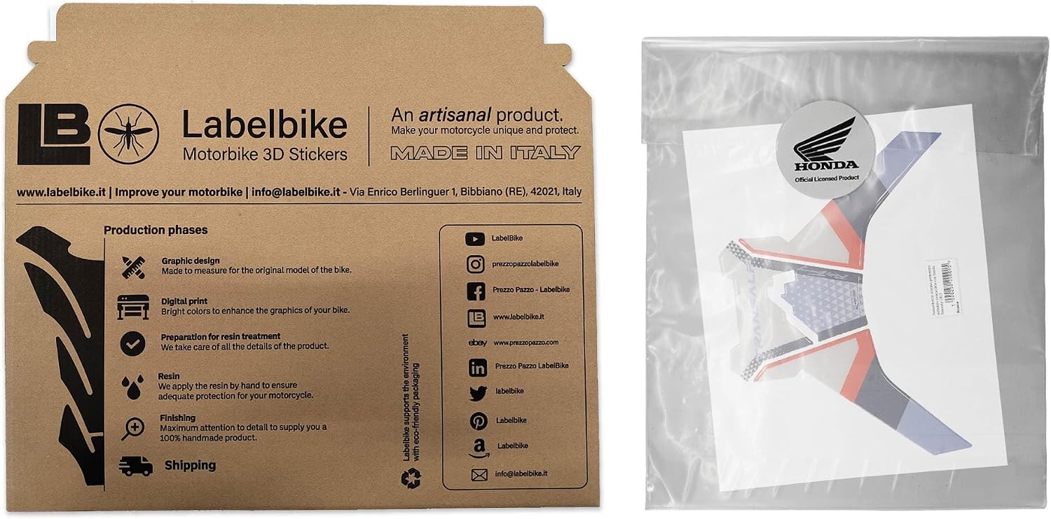 labelbike - 3D Sticker Motorcycle Fuel Tank Pad Protection and Decoration in Resin with Official License Compatible wit Honda Transalp 2023