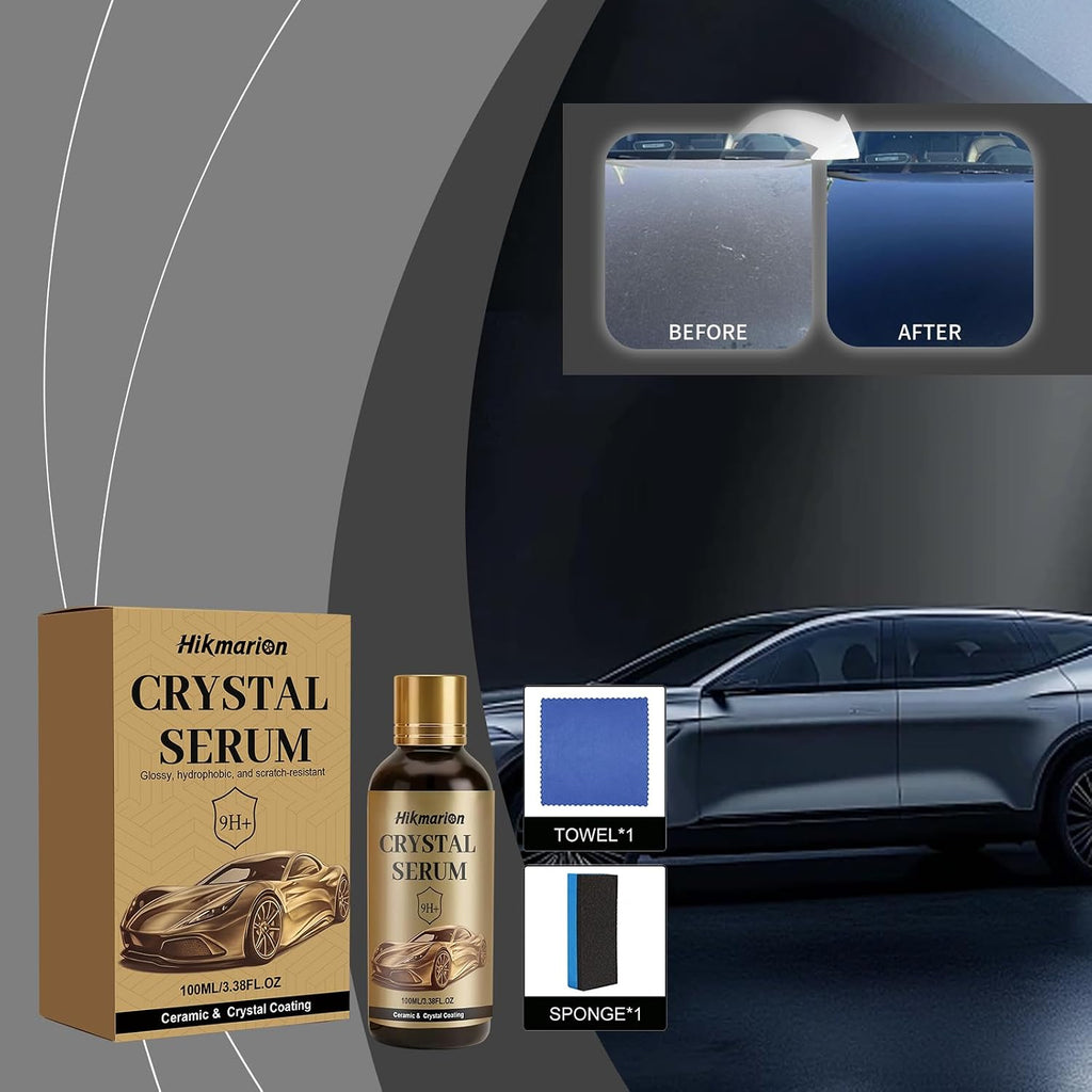 VelnovaFlo® Crystal Serum 9H+ Graphene Ceramic Coating, Advanced Auto Car Detailing Coat Restore for Paint Glass Wheel, Gloss Boost Hydrophobic Scratch Resistant, 100ML with Accessories