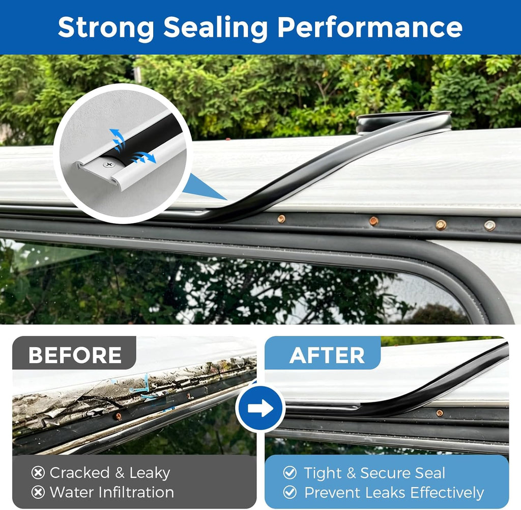 1" RV Vinyl Trim Molding Insert Black,for RV Camper Travel Trailer Screw Cover Gutter Corner Channel Outside Seam roof Edge Track Heavy Duty Trim (50 ft)