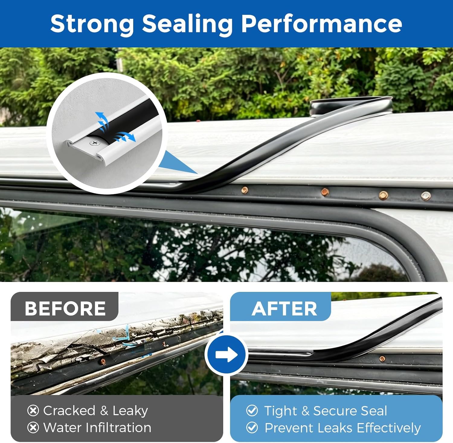 1" RV Vinyl Trim Molding Insert Black,for RV Camper Travel Trailer Screw Cover Gutter Corner Channel Outside Seam roof Edge Track Heavy Duty Trim (50 ft)