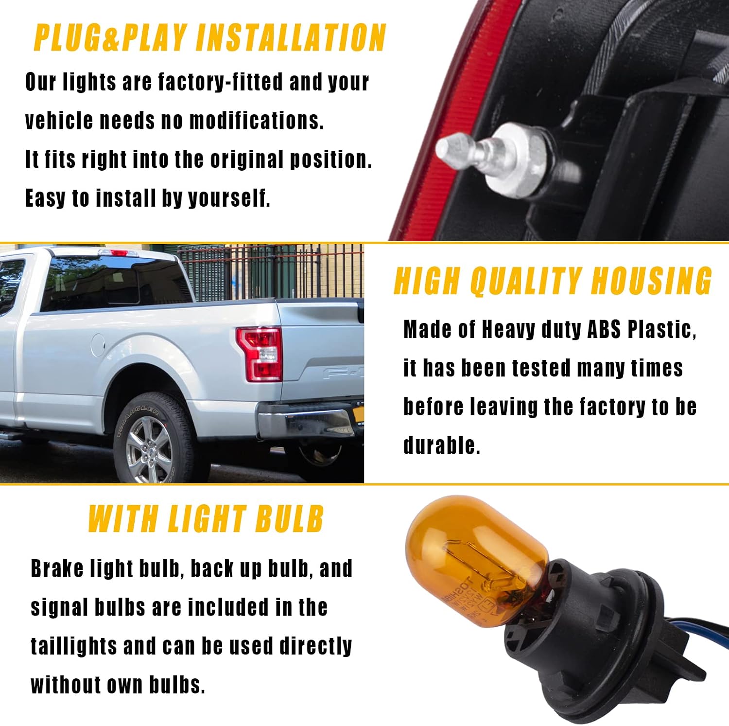 Boine F150 Tail Light Compatible With 2018 2019 2020 Ford F150 F-150 Right Passenger Side Rear Light Brake Lamp - Bulb and Harness Included Replace JL3Z13404H
