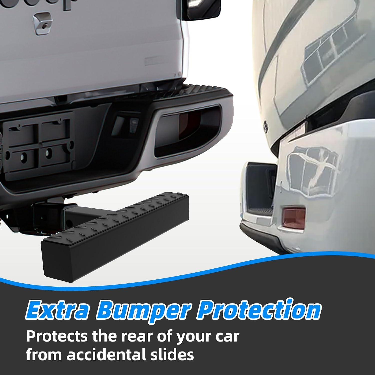 Qualward Hitch Step for 2 Inch Receiver, Steel Trailer Step with Non-Slip and Rust Towing Bumper Guard for Most Car SUV Truck Pickup, 500LBS Max Load