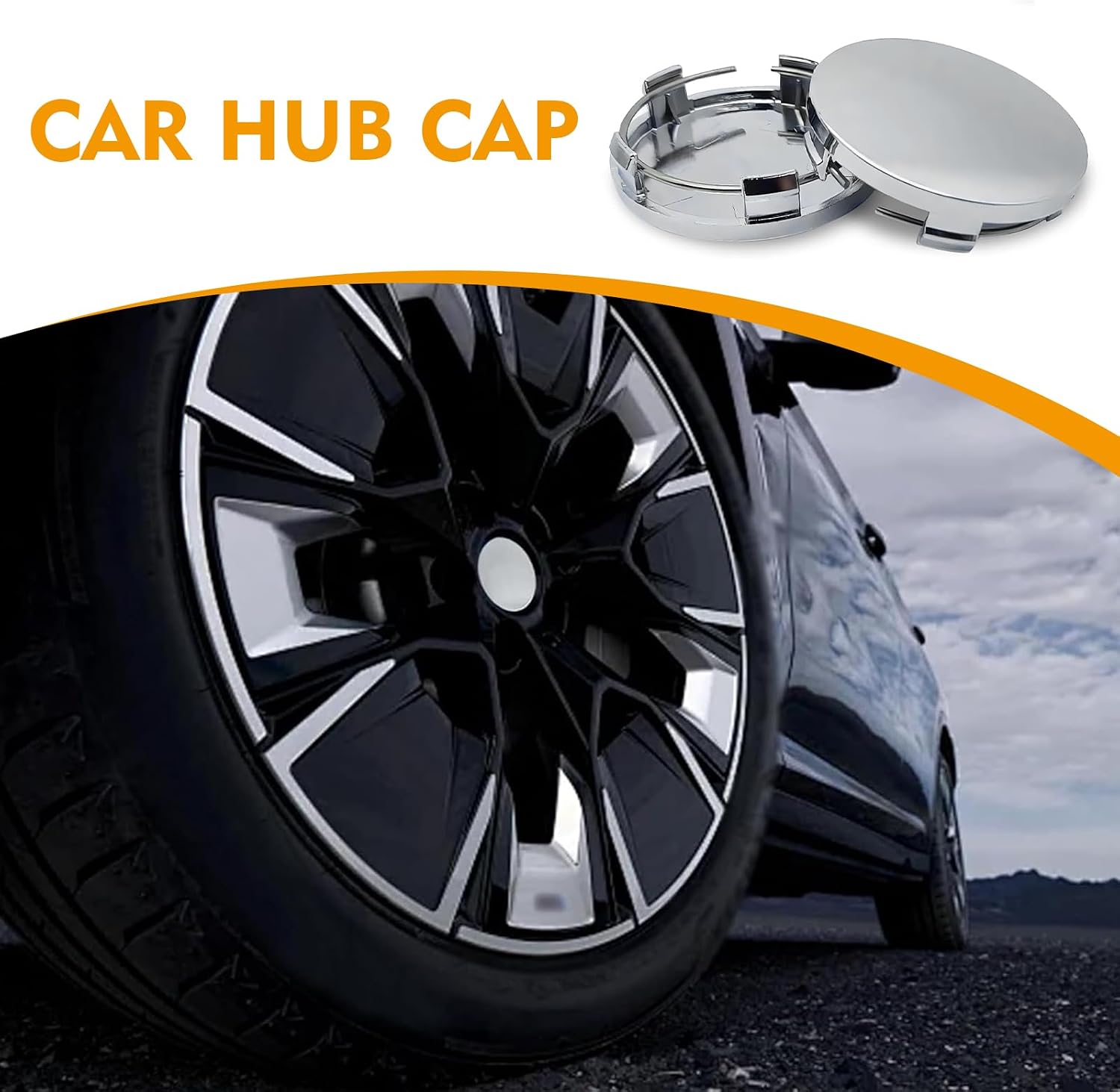 Car Wheel Center Cap, 2.36" OD 2.2" ID Wheel Center Hub Cap Cover, Rust-proof Snap-in Vehicle Rim Hub Caps Replacement Accessories, Universal for Most Car, Pack of 4 (Silver)