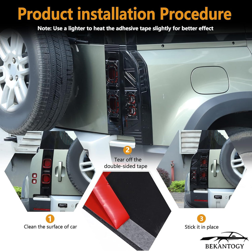 4PCS Tail Light Cover Kit Compatible with Land Rover Defender 90 110 130 2020-2025 ABS Tail Light Guards Protection Covers Armor Trim Exterior Accessories