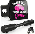 Pink Hitch Covers - Silly Boys Trucks are for Girls,Fits for 2 Inch Receivers with 5/8-Inch Pin Diameter Anti-Theft Hitch Lock,Funny Trailer Hitch Cover for Trucks, SUVs, Girl Pink Truck Accessories