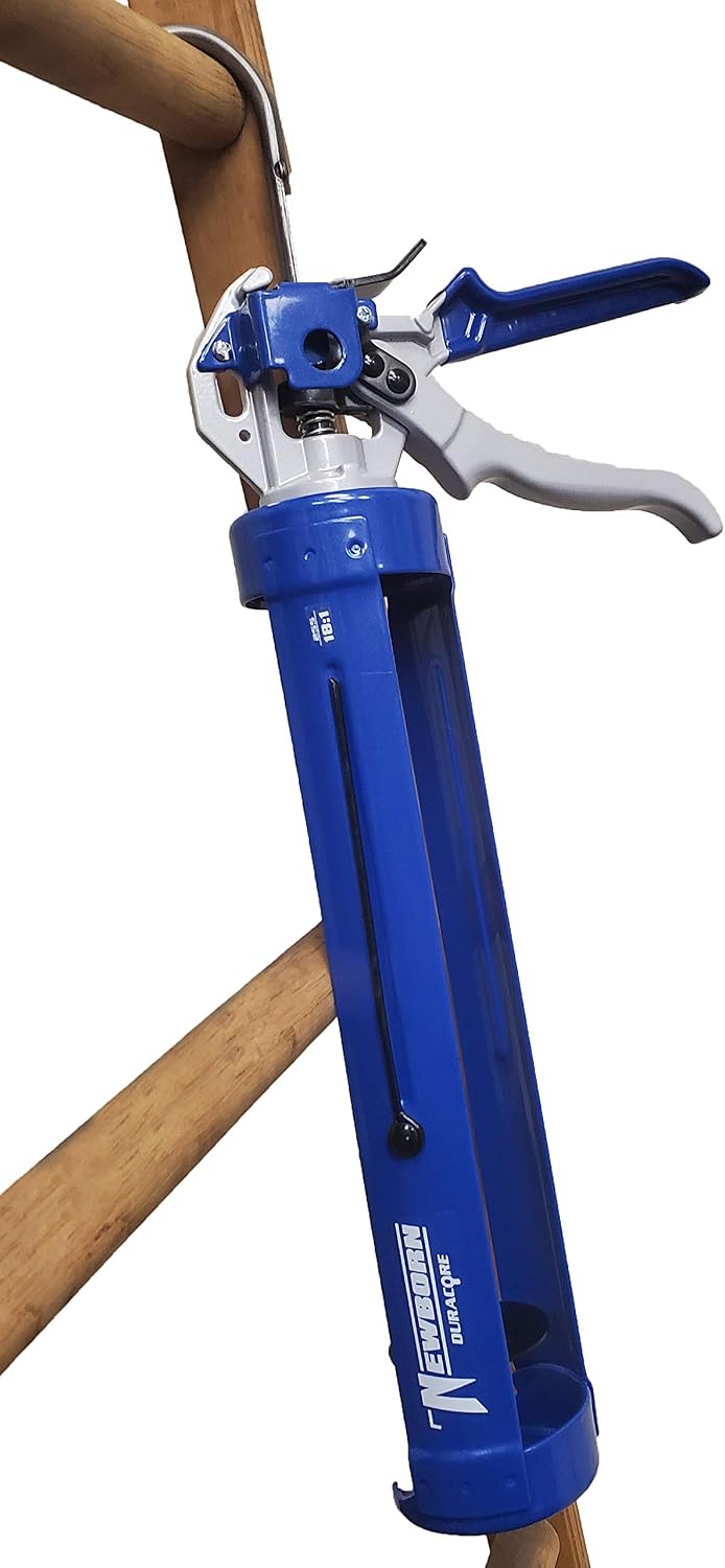 newborn super smooth rod revolving frame caulk gun showing dimensions