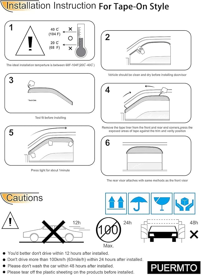 94304 Side Window Wind Deflector, Window Visor fit - Image 6