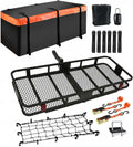 XXL Hitch Cargo Carrier with Waterproof Bag, 70" x 30" x 6" Galvanized Steel Basket and 68" x 28" x 33" Bag, 500 lb Capacity, Raised Shank,Fits 2" Receiver for SUV Truck Van Car