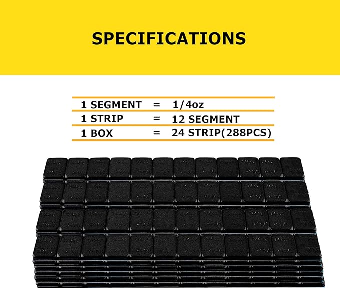 YIZBAP Wheel Weights Black 1/4oz, 72 oz/Box, - Image 5