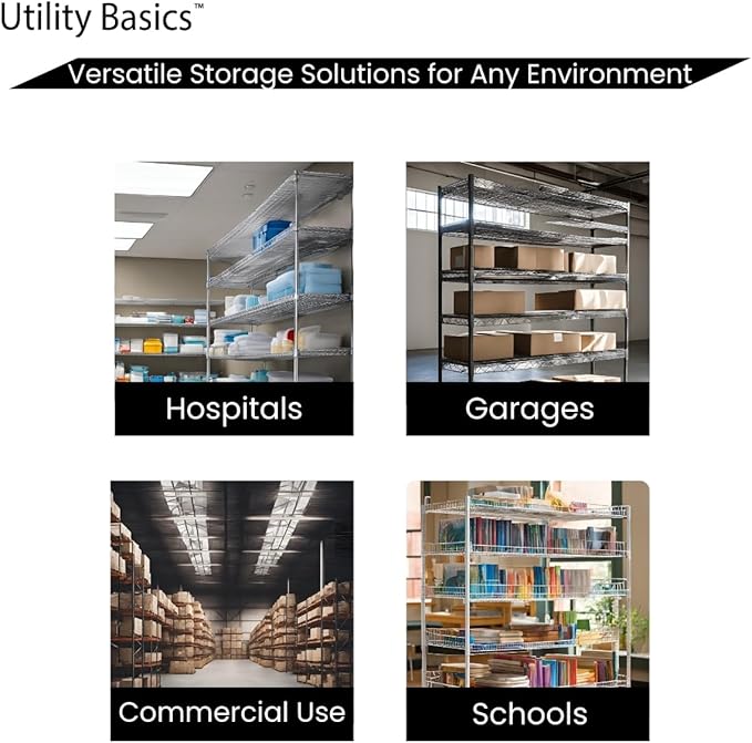 60"x18"x72" Black 5-Tier Premium Wire Shelving NSF 4000 LBS MAX Capacity Heavy - Image 8