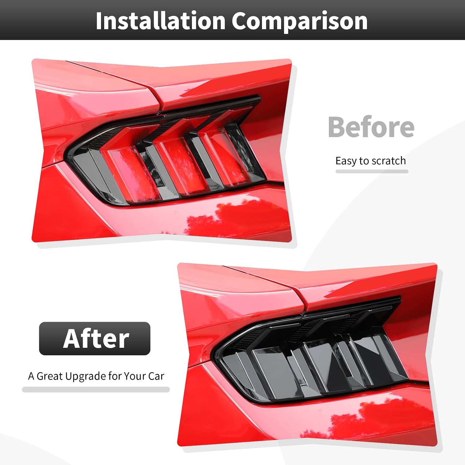 CheroCar Smoked Black Tail Light Cover Guard Trim Replacement TailLight Cover ABS Exterior Accessories for 2024 2025 2026 Ford Mustang