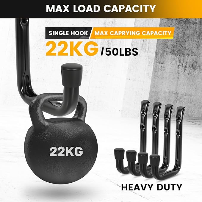 8-Pack Heavy Duty Garage Hook for Hanging 50 lbs, J Utility Hooks for Garage - Image 3