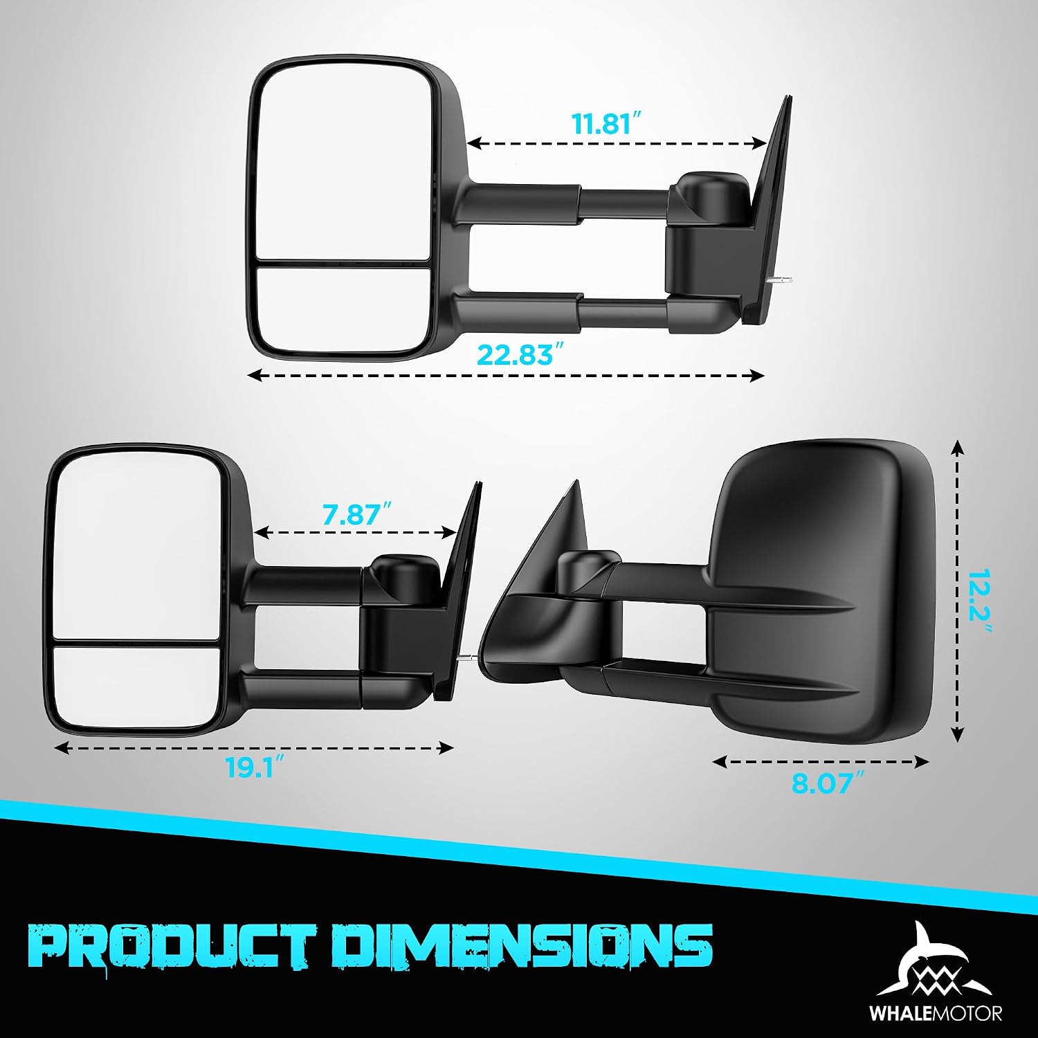 Tow Mirrors Compatible with 1988-1998 Chevy GMC C/K 1500 2500 3500, Manual Folding Extended Trailer Towing Side Mirrors