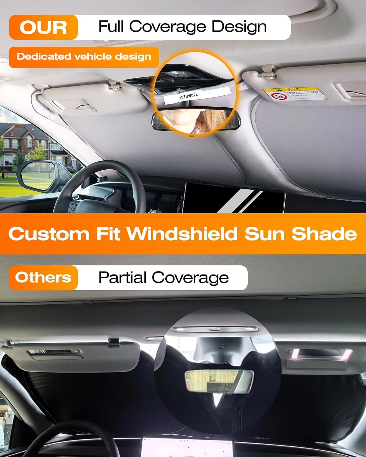Graphene Dual-Layer Windshield Sun Shade for Car, Cooling Heat Blocker with 99% UV Protection, Foldable Front Car Windshield Shade for Cars Trucks SUVs, Odor-Free Car Windshield Sunshade 64"x 32"