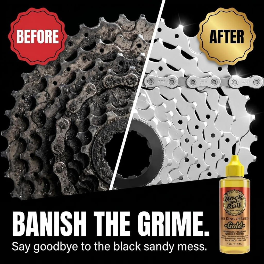 rock n roll bike lubricant application kit, gold, side view