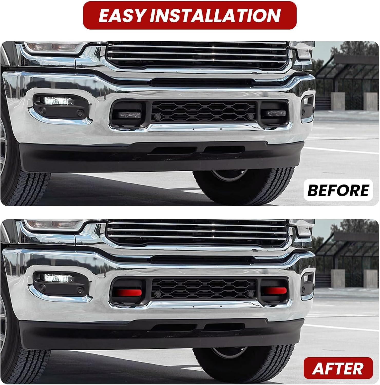 Front Tow Hooks Covers for RAM 2500/3500 2019-2026, Hitch Cover Customized Car Tow Hooks Compatible with RAM 2500/3500 Accessories 2019-2026 (Red)