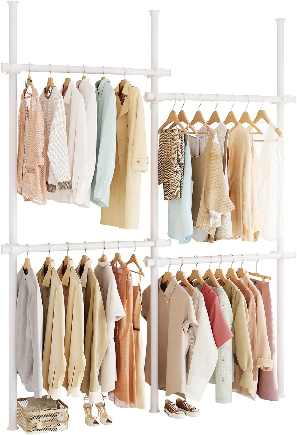 floor to ceiling clothes rack, heavy-duty telescopic garment, main product view