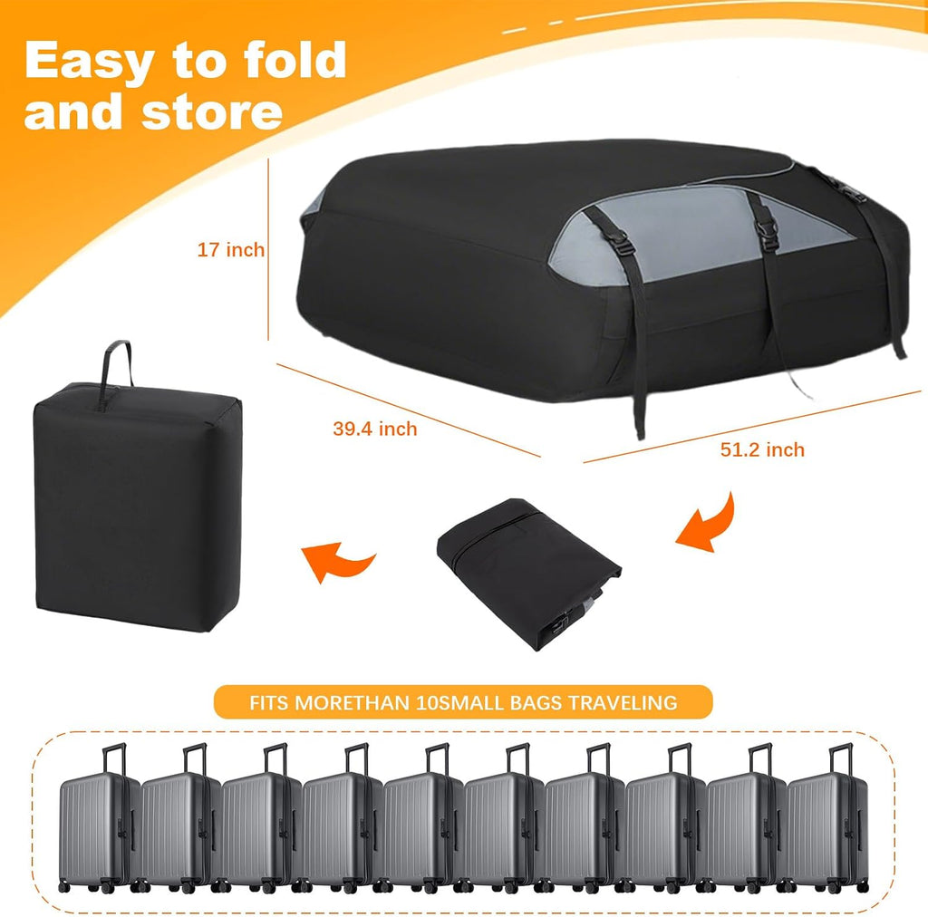 20 Cuft Rooftop Cargo Carrier,Soft Shell Roof Box with Lock,Straps&Storage Bag