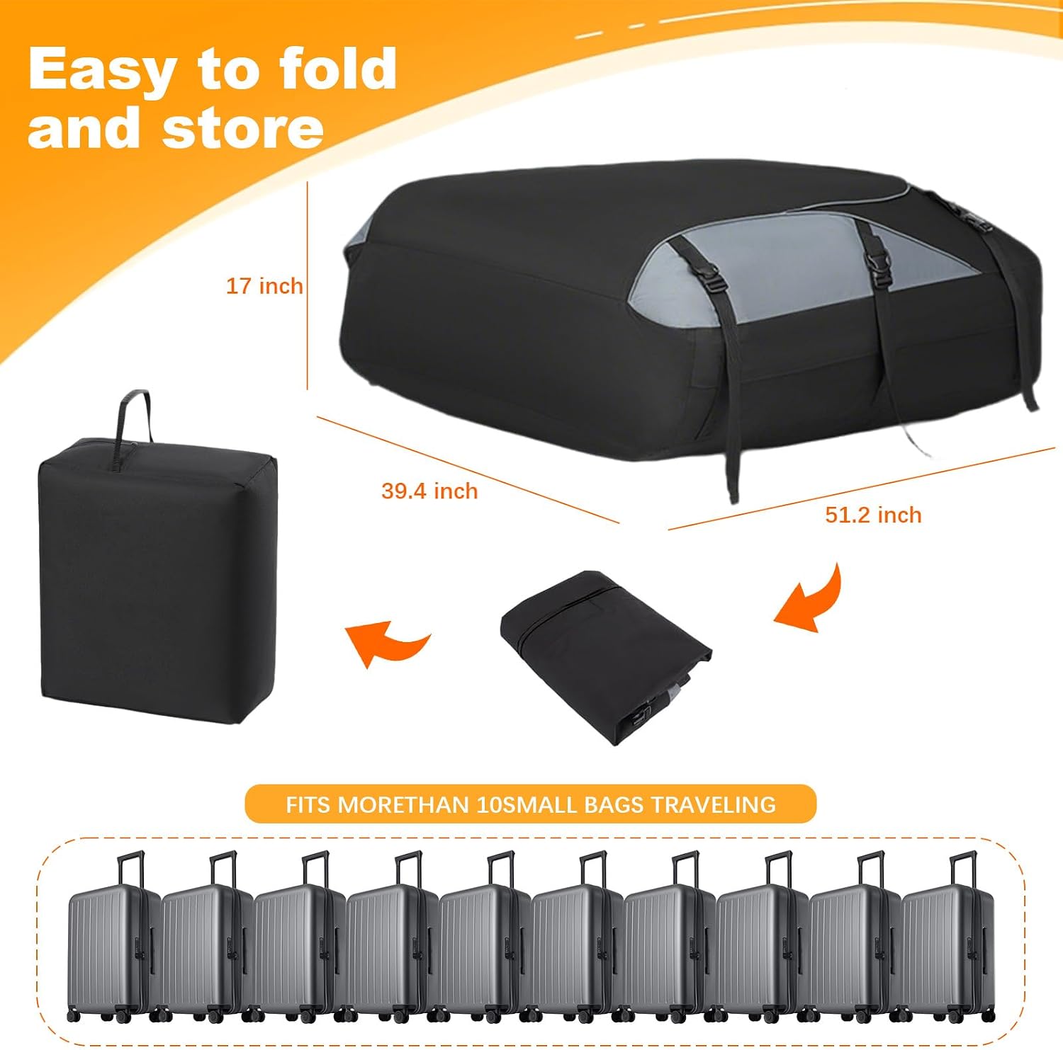 20 Cuft Rooftop Cargo Carrier,Soft Shell Roof Box with Lock,Straps&Storage Bag