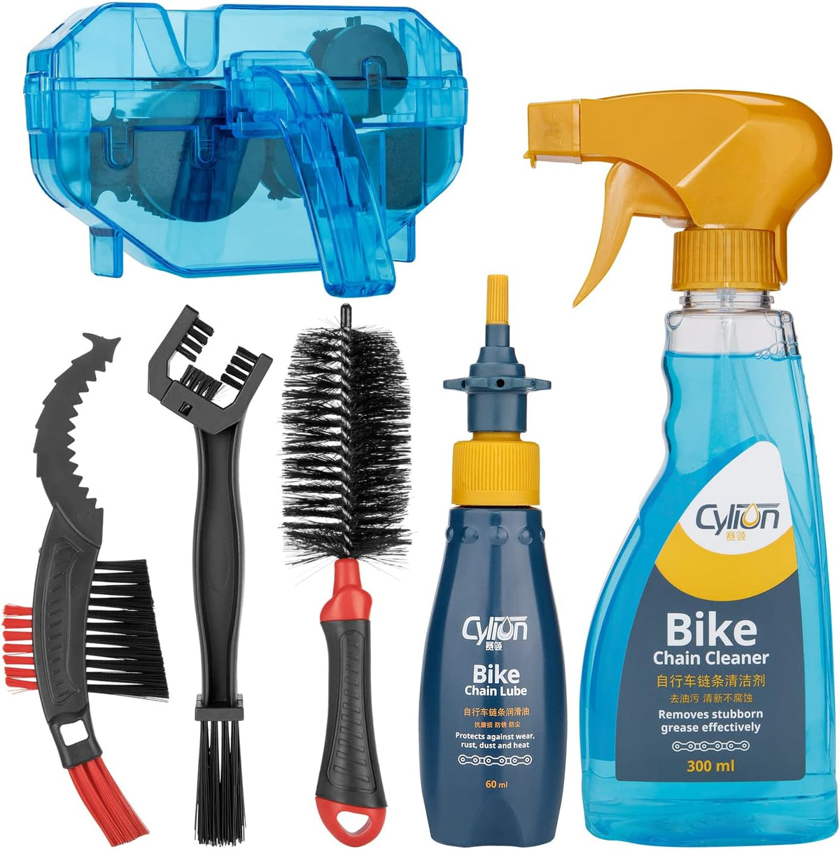 bike cleaning kit including bicycle chain scrubber, bike, main product view