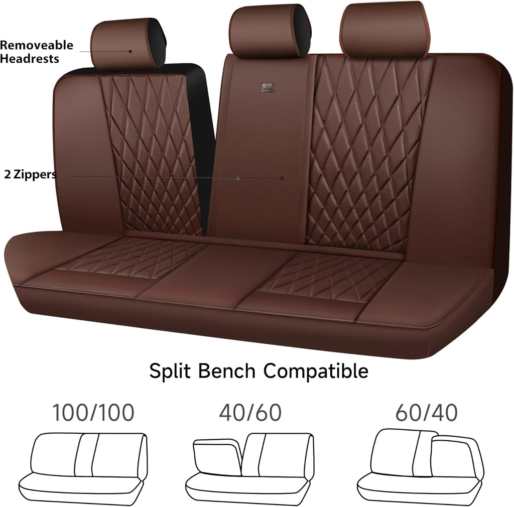 car pass piping luxury faux leather seat covers showing dimensions
