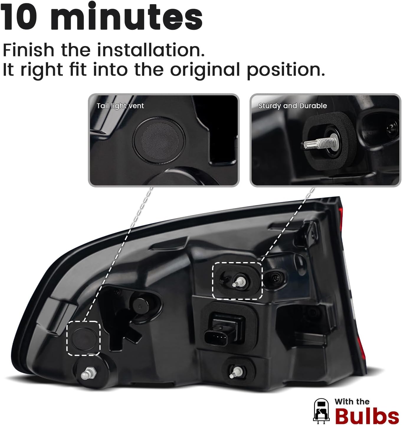 LED Tail Lights Compatible With 2015-2023 Dodge Charger | Right Passenger Side Outer Rear Lights Assembly Factory OEM Taillights Replace 68213144AA, 68213144AB, 68213144AC