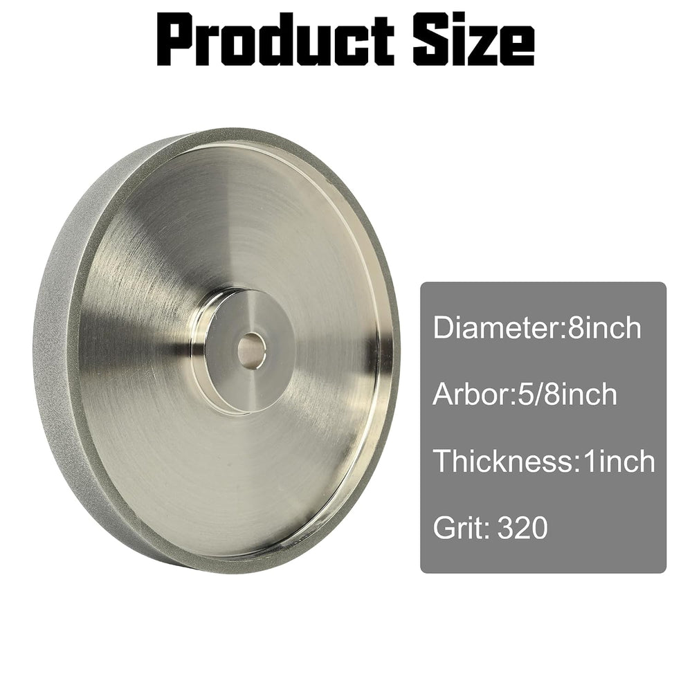 CBN Grinding Wheel 8 Inch, 320 Grit Bench Grinder Wheel 5/8 Arbor